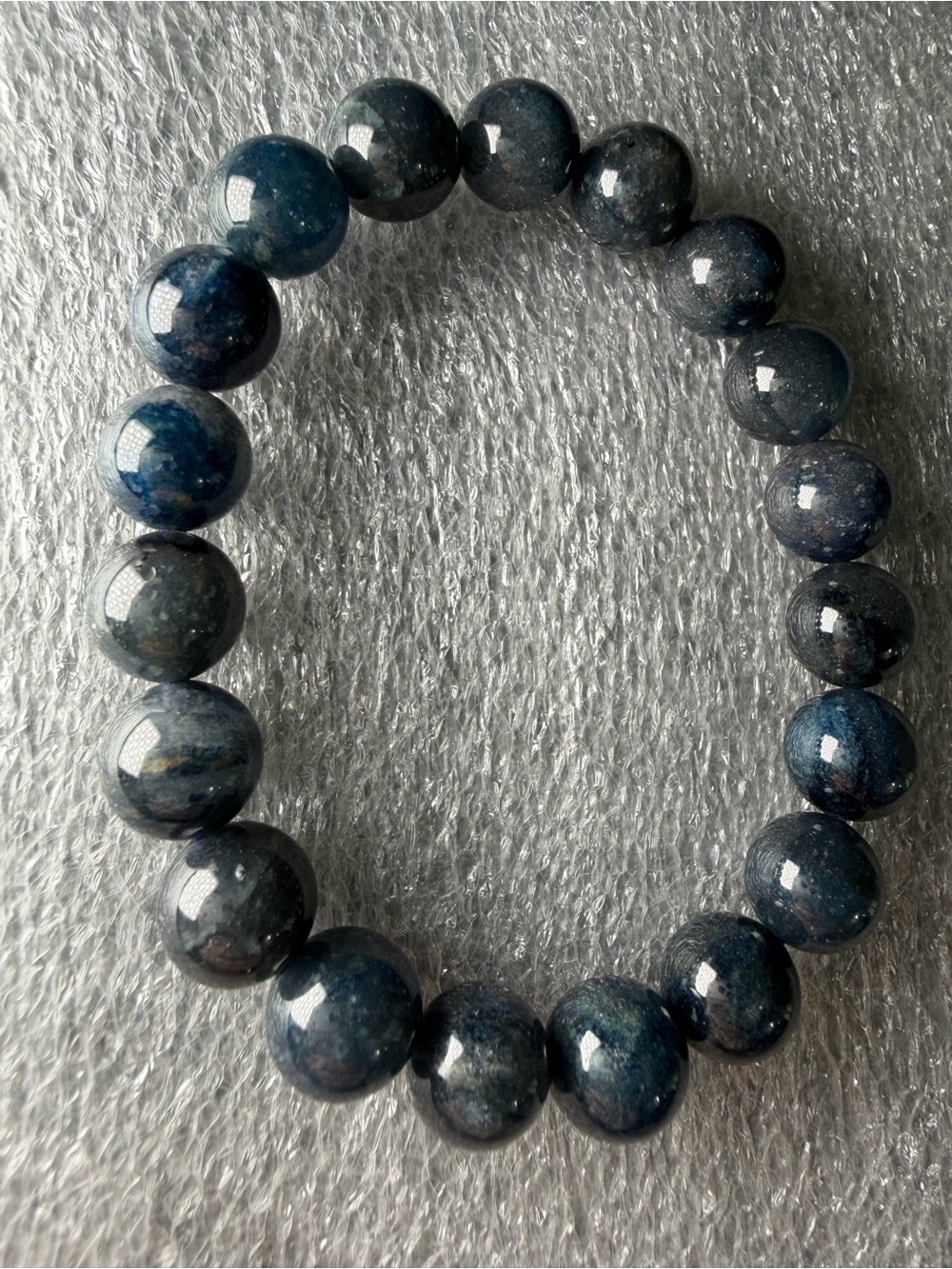 Protective 10MM Blue Amphibole Natural Crystal Bracelet